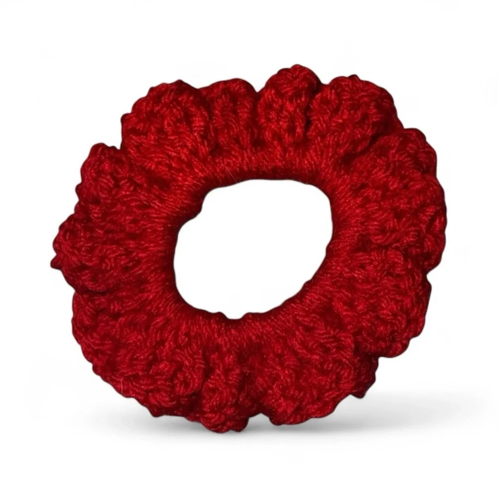 Red Crochet Hair Scrunchie